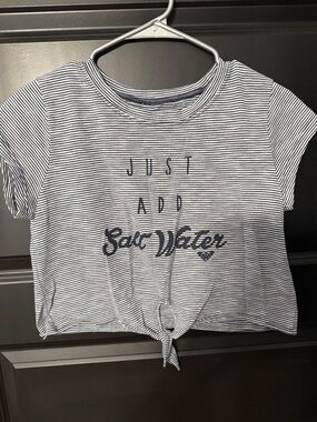 Roxy Navy and White Striped 'Just Add Salt Water' Crop Top